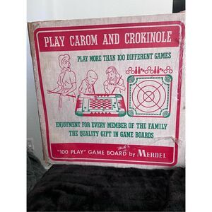 Vintage Merdel Carom & Crokinole Game Room Wall Decor Sign 100 Play Game Board
